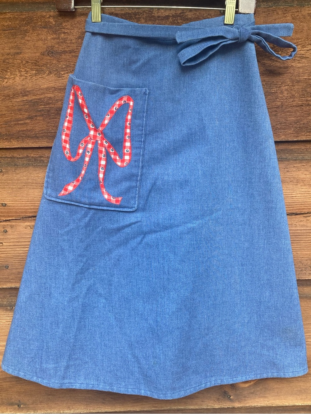 Denim A-Line Wrap Skirt with Pocket - Picture 1 of 12